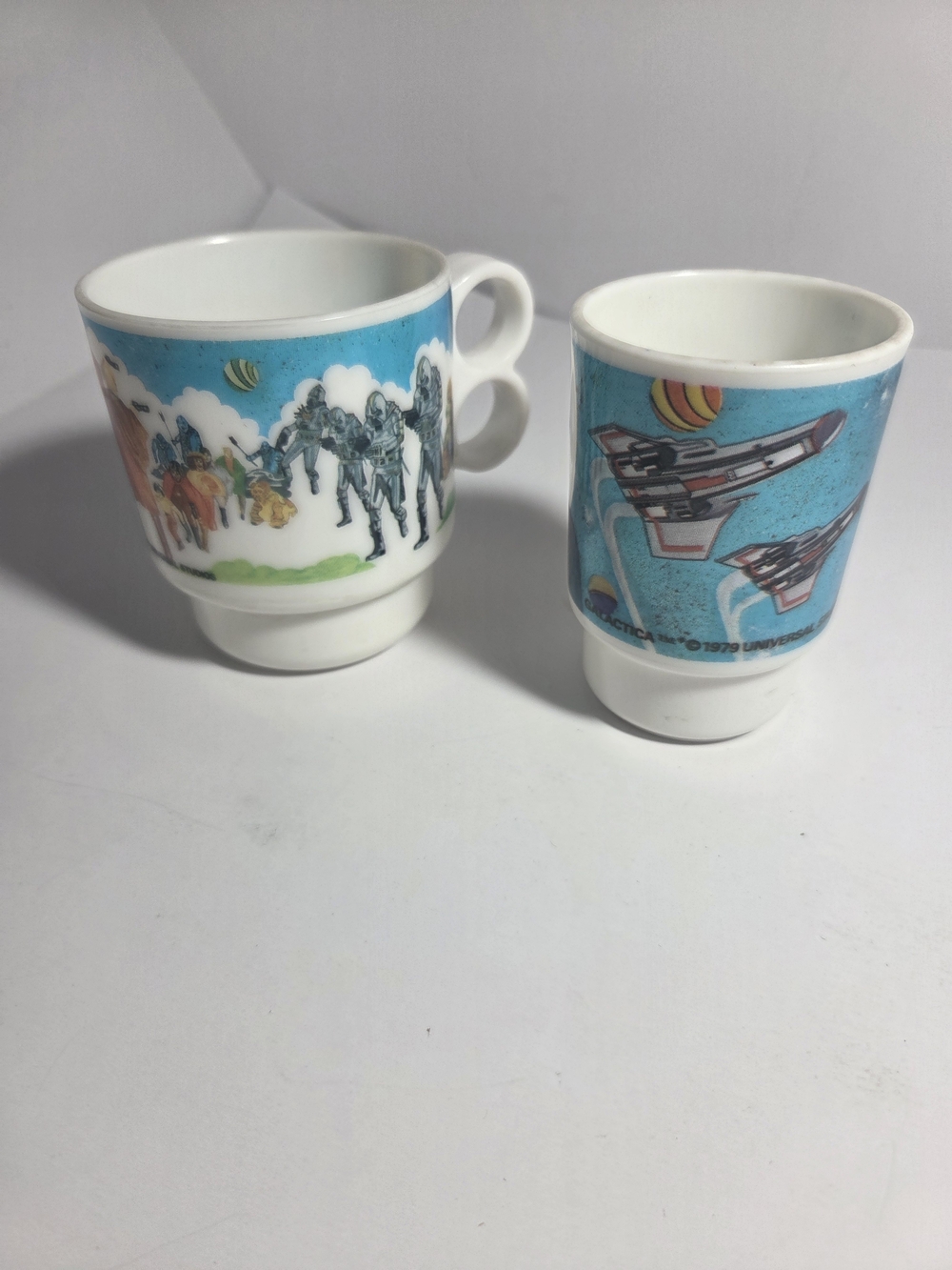 Vintage 1979 Battlestar Galactica Universal Studios Plastic Cups Mug Lot of 2